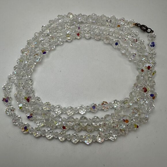 54" vintage Aurora Borealis (AB) crystal necklace! - Picture 13 of 14
